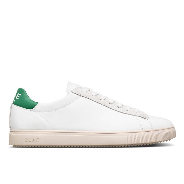 CLAE BRADLEY CALIFORNIA Shoes Womens USA361-G94 In White Leather Pine Green